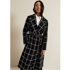 Phase Eight Trenchcoats Phase Eight Aspen Check Drape Trench - Black/Ivory