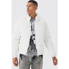 Herren - Weiß Mäntel boohooMAN Mens Steppjacke mit abstraktem Print - Weiß