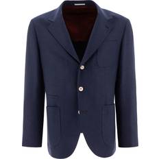 Kashmir - Mies Blazerit Brunello Cucinelli Silk And Cashmere Diagonal Deconstructed Blazer - Blue