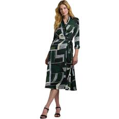 Polo Ralph Lauren Dresses Polo Ralph Lauren Geo-Print Satin Charmeuse Midi Dress - Green