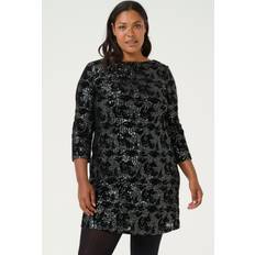 Dame - Sølv Kjoler Kaffe Curve KCBrit Sequin Dress - Black/Dark Silver
