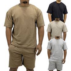 Trousers & Shorts Pull&Bear T Shirt Shorts Set Regular Fit - Tan