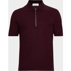 Ferragamo Polos Ferragamo Zip-Front Piquet Polo - Red