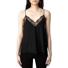 Seta Canottiere Zadig & Voltaire Silk Lace Trim Embellished Cami Black