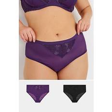 Florals - Purple Underwear Yours Floral Lace Briefs 2 Pack - Purple/Black