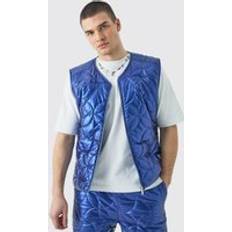 Man - One Size Vesten boohooMAN Metallic Quilted Gilet - Blue