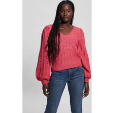 Guess Women Jumpers Guess V Neck Wool Blend Sweater - Pink