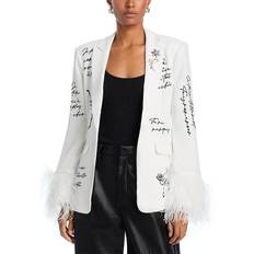 Ropa Cinq A Sept Love Letter Feather Trim Blazer - Ivory/Black