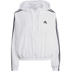 Adidas Women's Essentials 3-Stripes Woven Windbreaker - White/Black