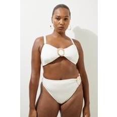 Beige Bikini Bottoms Karen Millen Plus Size Slinky Trim Detail Bikini Bottom - Cream