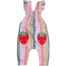 Short Sleeves Jumpsuits Children's Clothing Strawberry Rainbow Stripe Dungarees - Multi