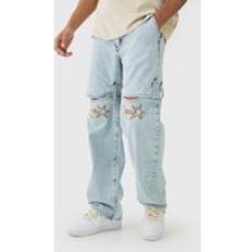 boohooMAN Relaxed Rigid Western Detachable Leg Jeans - Blue
