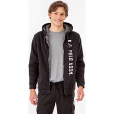 U.S. Polo Assn. High Density Print Woodmark Sherpa Hoodie - Black