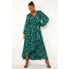 Pliegues Vestidos Roman Printed Wrap Dress - Teal