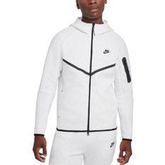 White Sweaters Nike Tech Men's Full Zip Windrunner Hoodie - Birch Heather/Black