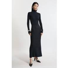 Midi Dresses - Ribbed Karen Millen Drapey Ribbed Knit Column Midaxi Dress - Navy