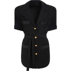 Balmain Dame Skjorter Balmain Crepe Safari Uld Skjorte - Sort