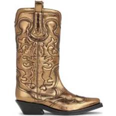 Bronze Escarpins et Talons Ganni Embroidered Western Boots - Brown