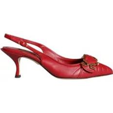 Dolce & Gabbana Red Leather Slingback Heels Female