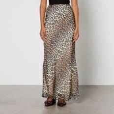 Midi Skirts - Multicoloured Ganni Leopard Printed Chiffon Maxi Skirt - Almond Milk