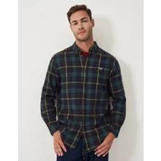 Crew Clothing Men's Long Sleeve Flannel Shirt - Black Botanical Green