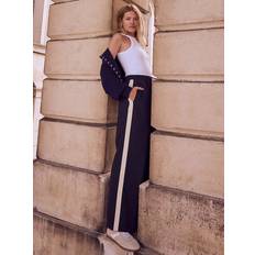 Mint Velvet Side Stripe Trousers - Navy