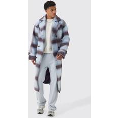 Mies - Violetti Takit boohooMAN Oversized Double Breasted Brushed Check Overcoat - Lilac