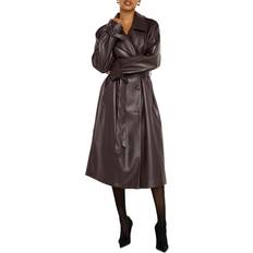 Good American Coats Good American Faux Leather Trench Coat - Brown