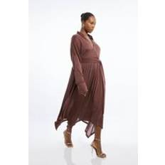 Midi Dresses - Tencel Karen Millen Plus Size Tencel Jersey Waterfall Hem Midi Dress - Mauve