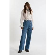 Karen Millen Jeans Karen Millen Denim Tailored Button Front Straight Leg Jeans - Indigo