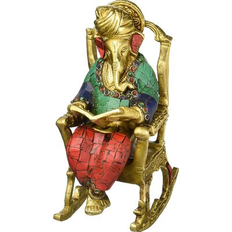 Gold Rocking Chairs Bungalow Rose Lord Ganesha Reading Book 5.0 H x 4.0 W x 7.5 D Rocking Chair