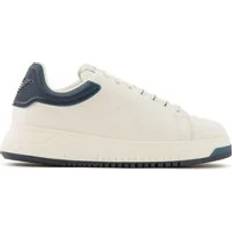 Men - Transparent Shoes Emporio Armani Leather Sneakers - White/Blue