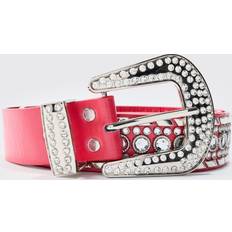 Man - Rood Riemen boohooMAN Studded Western Belt - Red