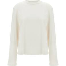 Crewneck T-shirt Med Dropped Skuldre - Hvid