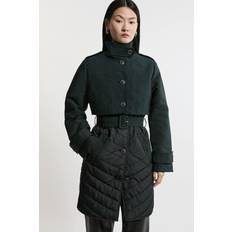 Karen Millen M Coats Karen Millen Lightweight Padded Hybrid Short Trench Coat - Black