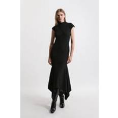 Karen Millen Women Dresses Karen Millen Textured Jersey Dramatic Hem Maxi Dress - Black