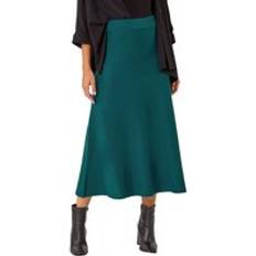 Turquoise - Women Skirts Roman Knitted Midi Stretch Skirt - Teal