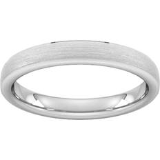 Goldsmiths D Shape Chamfered Edge Wedding Ring - White Gold