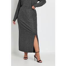 Silver Skirts Yours Silver Metallic Side Split Midi Skirt - Women's