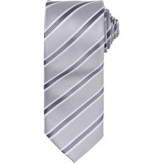 Polyester Ties Premier Mens Stripe Waffle Tie - Silver/Dark Grey