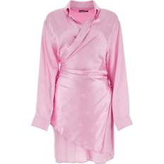 Balenciaga Short Dresses Balenciaga Pink Silk Shirt Dress