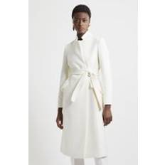 Men - White Coats Karen Millen Premium Italian Manteco Wool Notch Neck Midi Coat - Ivory