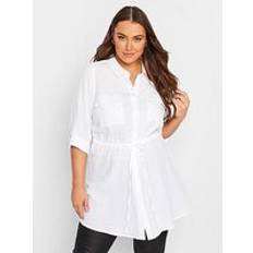 Linen Blouses Yours White Utility Tunic Linen Shirt - Women