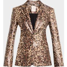 Leopardo Blazer Cinq A Sept Leopard Faux Leather Blazer - Black Sahara