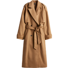 H&M Double Breasted Twill Trench Coat - Beige