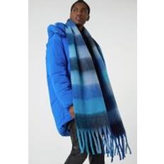 Embroidery Scarfs Roman Check Print Blanket Scarf - Blue