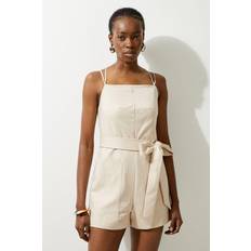 Grey Jumpsuits & Overalls Karen Millen Cotton Sateen Woven Strappy Playsuit - Brown