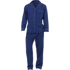 Men - Multicoloured Pyjamas Universal Textiles Mens Plain Long Sleeve Shirt & Trouser Bottoms - Navy