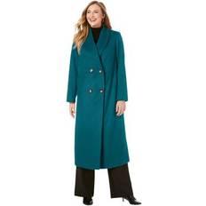 Jessica London Outerwear Jessica London Plus Size Women's Long Shawl Collar Wool Coat - Deep Lagoon