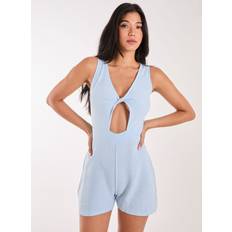 Linen Jumpsuits & Overalls Linen Style Twist Front Playsuit - Blue